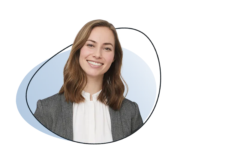 Close-up portrait of an Adverto Career Site Specialist with long hair smiling at the camera.