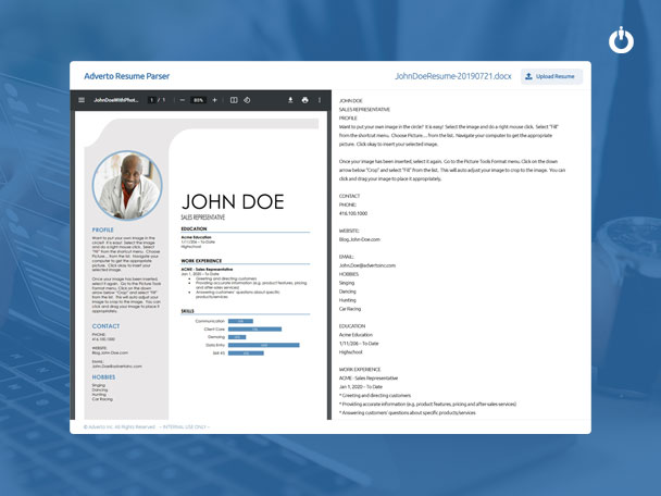 Adverto Publishes Resume Parser Application