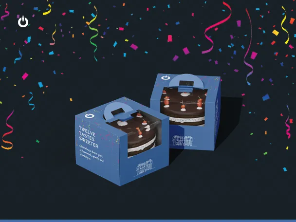 Cake boxes with a personalized note to celebreate Adverto's 12th anniversary.